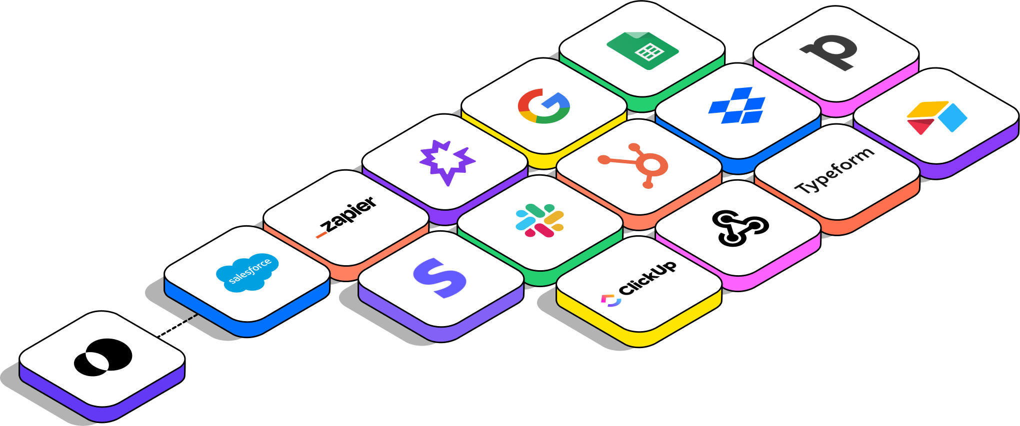 Integration apps: Salesforce, HubSpot, Slack, Zapier, and more